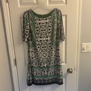 Vince Camuto Green and Black Floral Dress